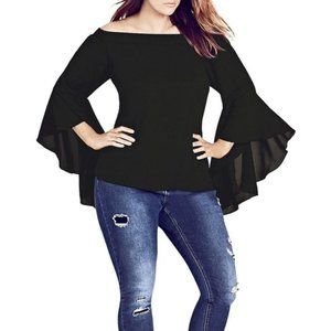 City Chic Off Shoulder Blouse Sz 24 NWT